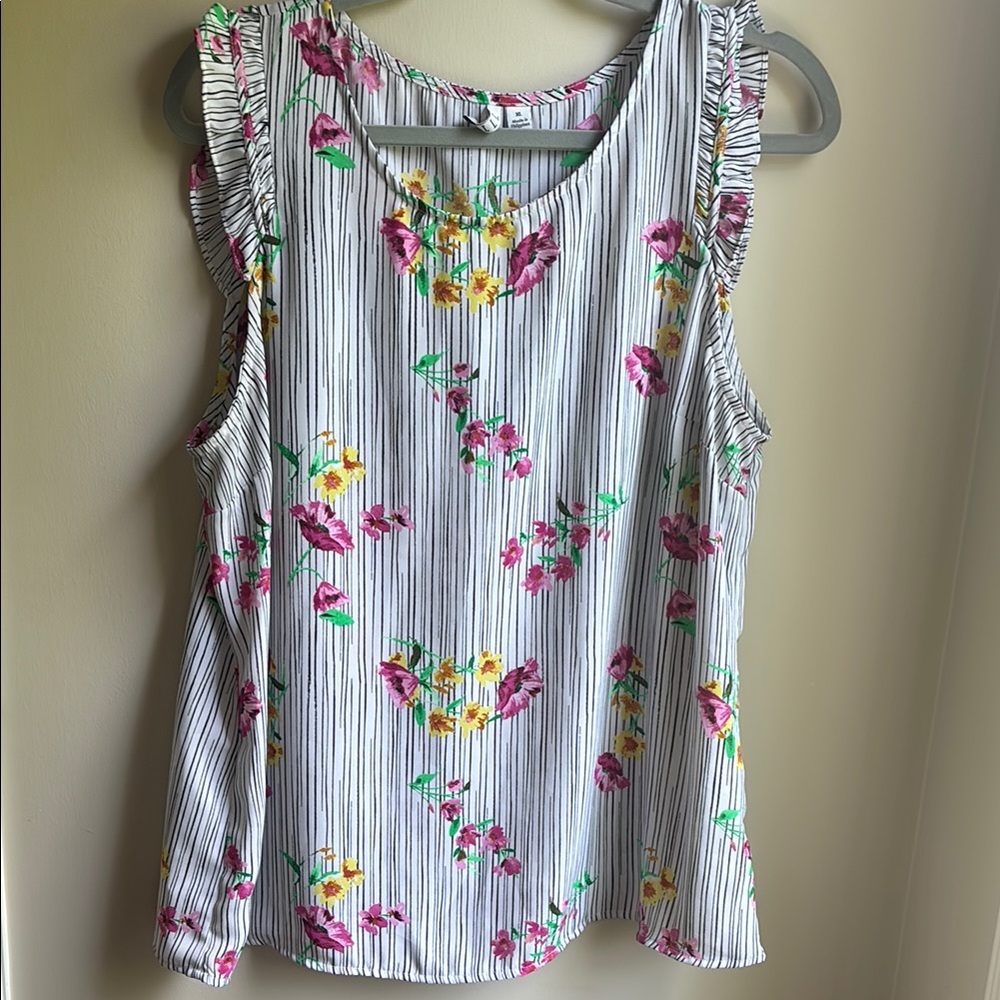 Floral Striped Sleeveless Top